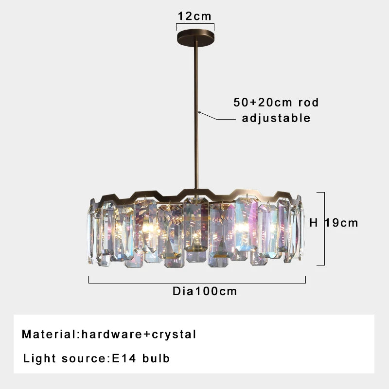 Sophie Luxury Italian Crystal Round Pendant Lamp Dining Living Foyer Decor