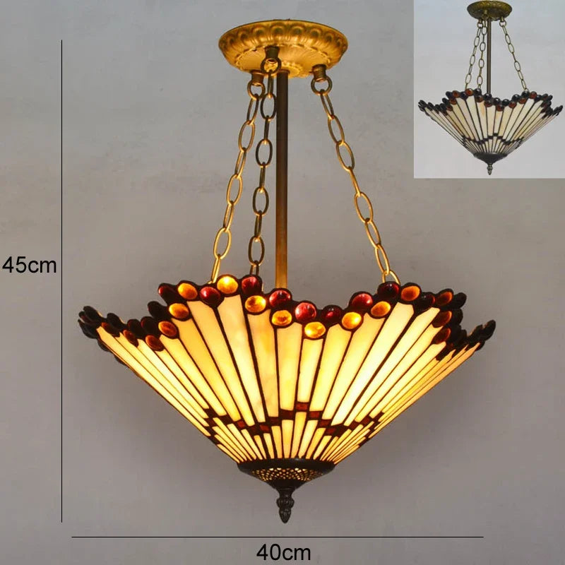 Colette Tiffany Colorful Glass Pendant Lamp Mediterranean