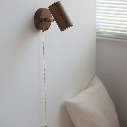 Camille Retro Walnut Wood Adjustable LED Wall Spotlight Lamp