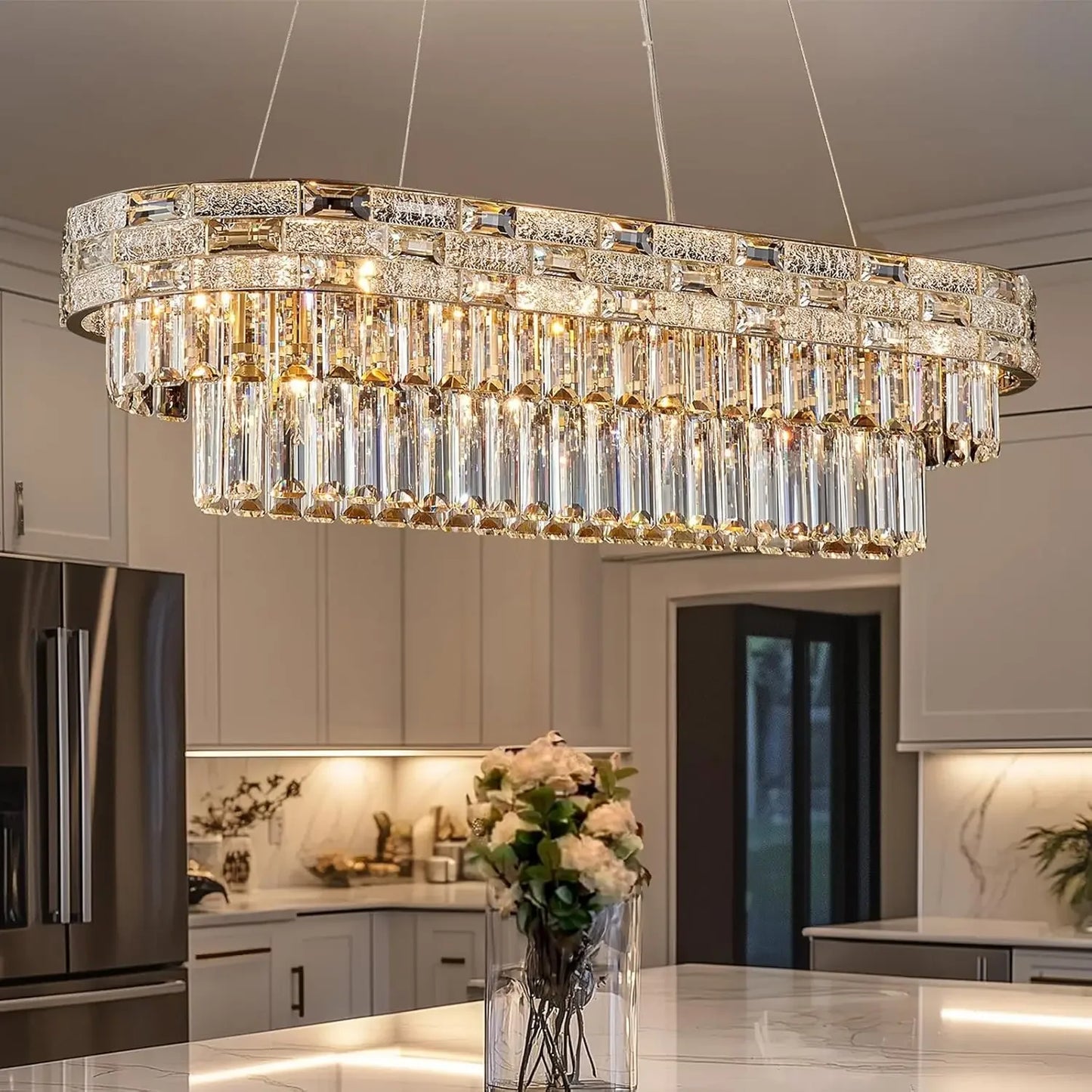 Luxury Circular Crystal Pendant Chandelier for Dining and Living Room