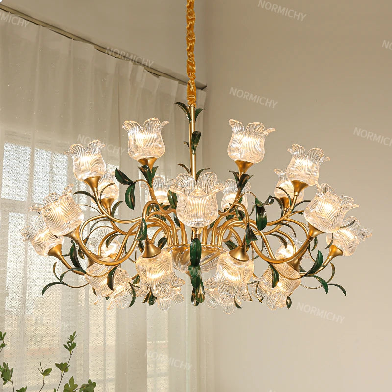 Élise French Retro Crystal Cream Flush Pendant Light