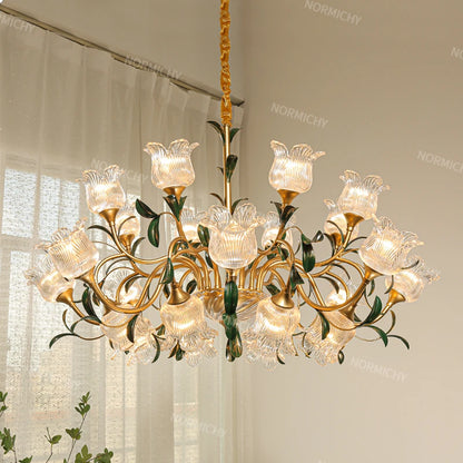 Élise French Retro Crystal Cream Flush Pendant Light