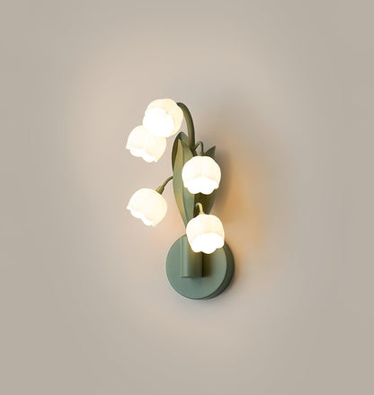 Isabelle Orchid Wall Lamp with Green Leaves and Three-Color LED