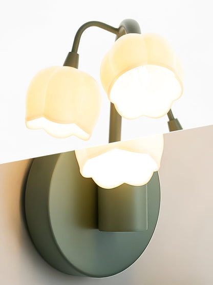 Isabelle Orchid Wall Lamp with Green Leaves and Three-Color LED