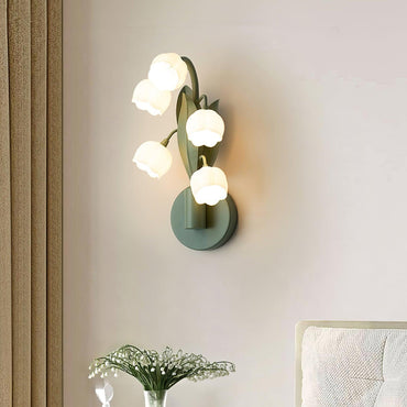 Isabelle Orchid Wall Lamp with Green Leaves and Three-Color LED