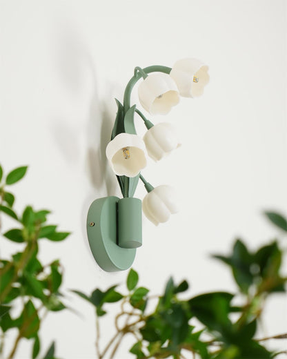 Isabelle Orchid Wall Lamp with Green Leaves and Three-Color LED