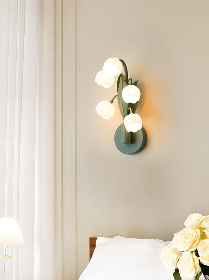 Isabelle Orchid Wall Lamp with Green Leaves and Three-Color LED