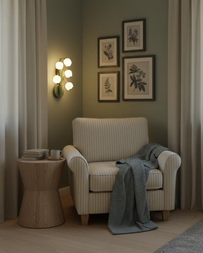 Isabelle Orchid Wall Lamp with Green Leaves and Three-Color LED