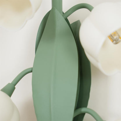 Isabelle Orchid Wall Lamp with Green Leaves and Three-Color LED