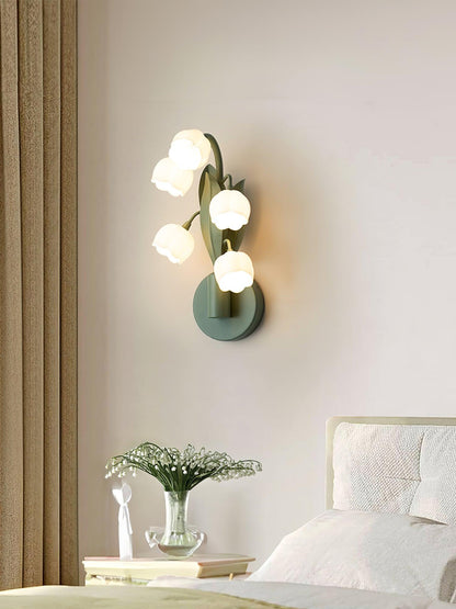 Isabelle Orchid Wall Lamp with Green Leaves and Three-Color LED