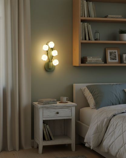 Isabelle Orchid Wall Lamp with Green Leaves and Three-Color LED