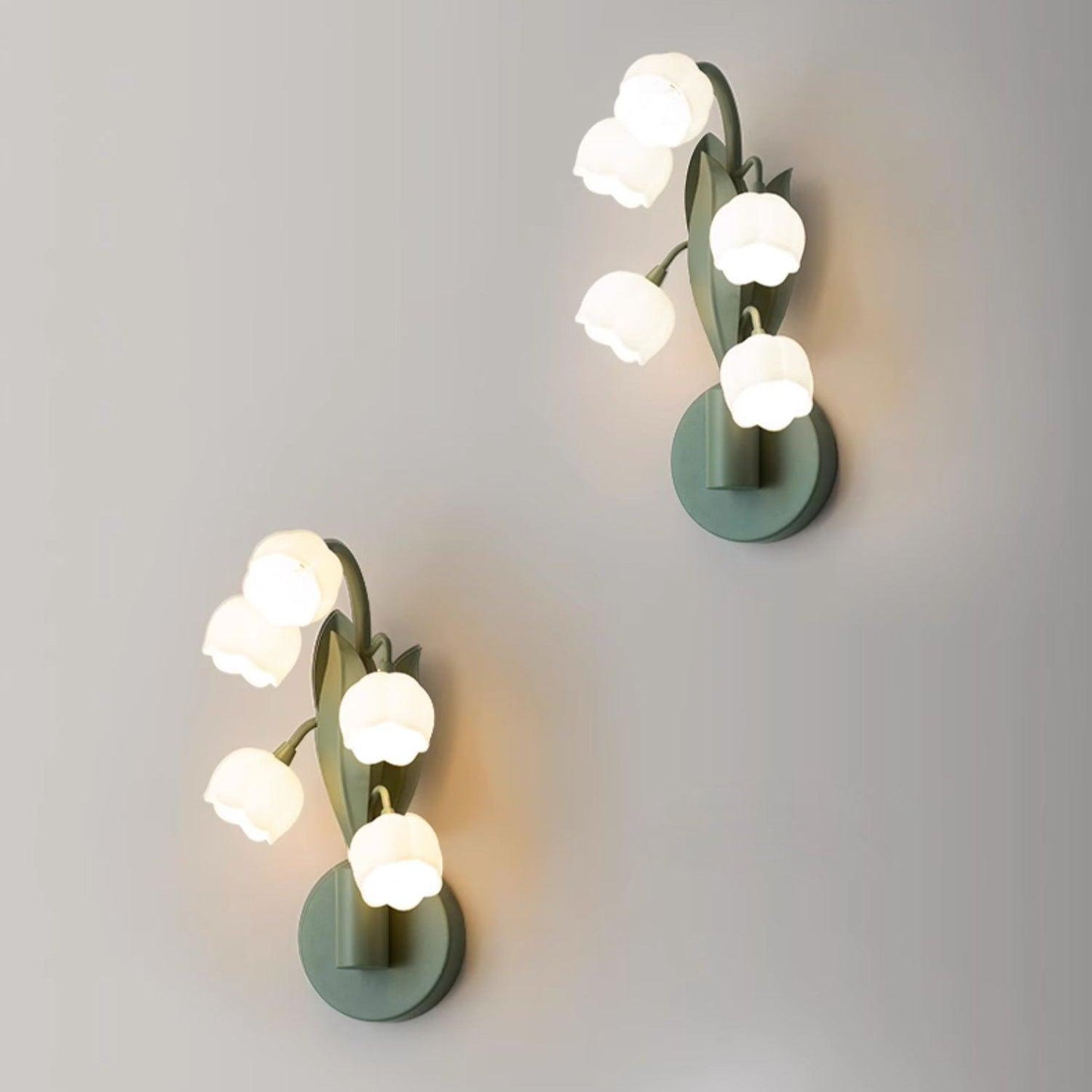 Isabelle Orchid Wall Lamp with Green Leaves and Three-Color LED