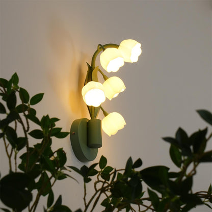 Isabelle Orchid Wall Lamp with Green Leaves and Three-Color LED