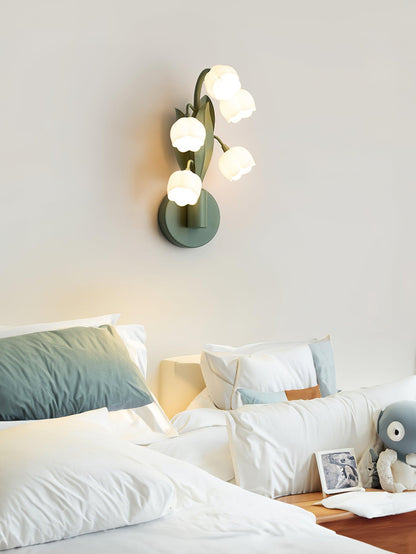 Isabelle Orchid Wall Lamp with Green Leaves and Three-Color LED