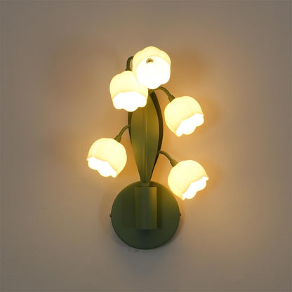 Isabelle Orchid Wall Lamp with Green Leaves and Three-Color LED