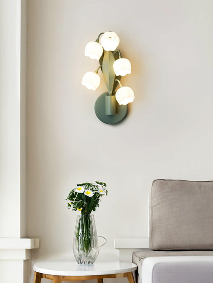 Isabelle Orchid Wall Lamp with Green Leaves and Three-Color LED