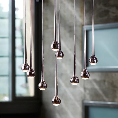 Amélie Modern Water Drop Staircase Crystal Pendant Lamp Luxury Bar Restaurant