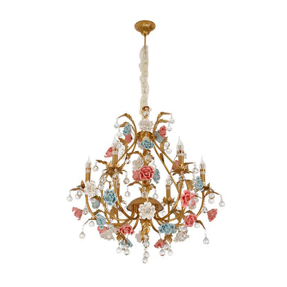 Sophie Multicolor Floral Crystal LED Chandelier Dining Room Light