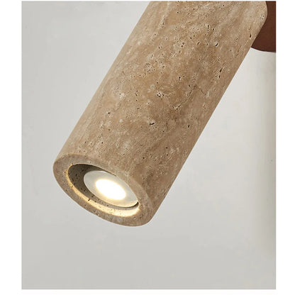 Camille Wabi Sabi Travertine Walnut Ceiling Lamp Rotatable Light
