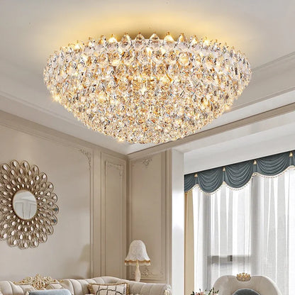 Luxury Round Golden Crystal Chandelier for Living Room & Bedroom