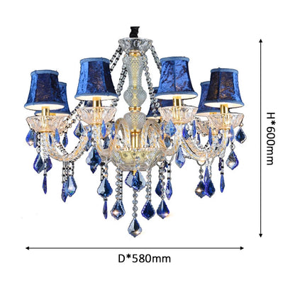 Léa European Blue Crystal Glass Pendant Lobby Chandelier