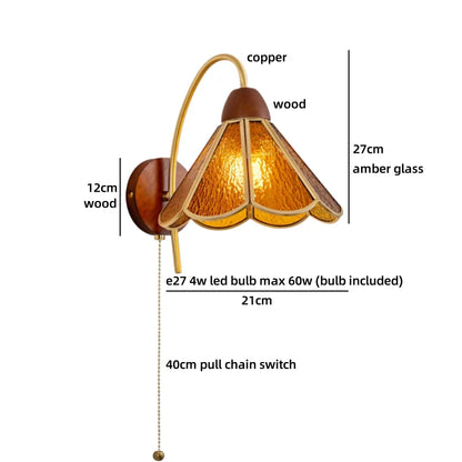Sakura White Ceramic Walnut Wood LED Wall Lamp Japan Style