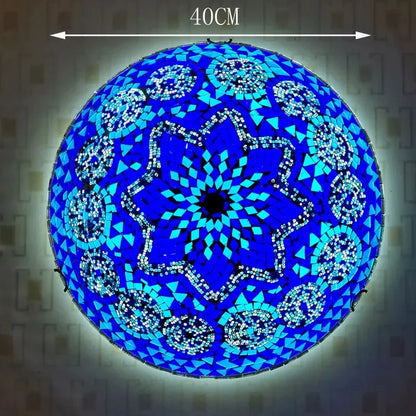 Madeleine Tiffany Stained Glass Ceiling Lamp Blue LED