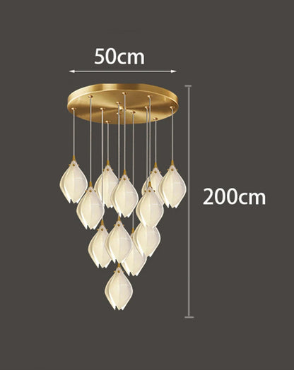 Liora Modern Lotus Cluster Staircase Chandelier