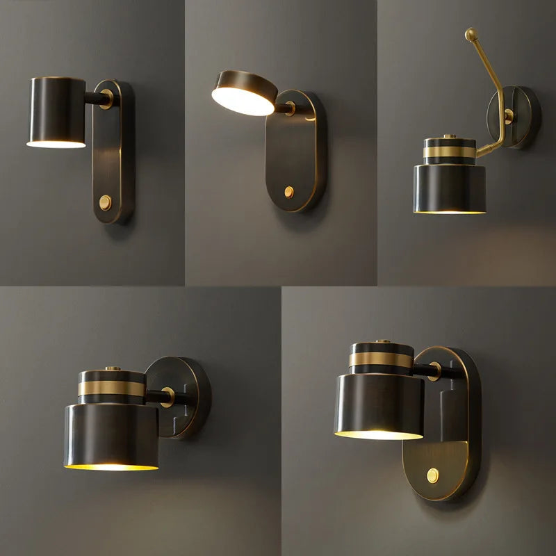 Camille Full Copper Rotating E27 Wall Reading Lamp With Switch
