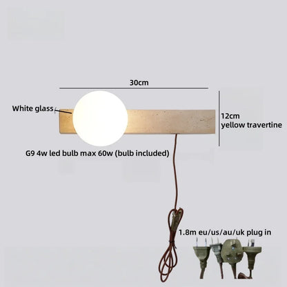 Élodie Travertine Glass Wall Sconce Lamp