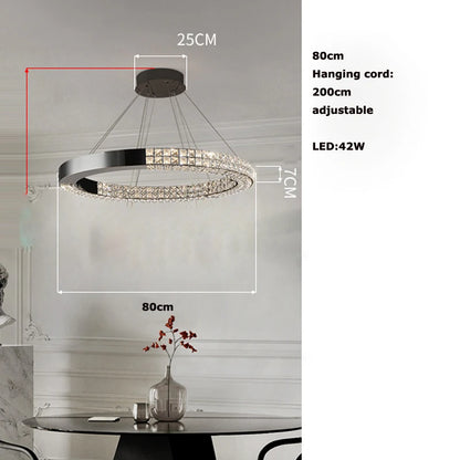 Sophie Scandinavian Crystal Chandelier Black Steel Ceiling Light
