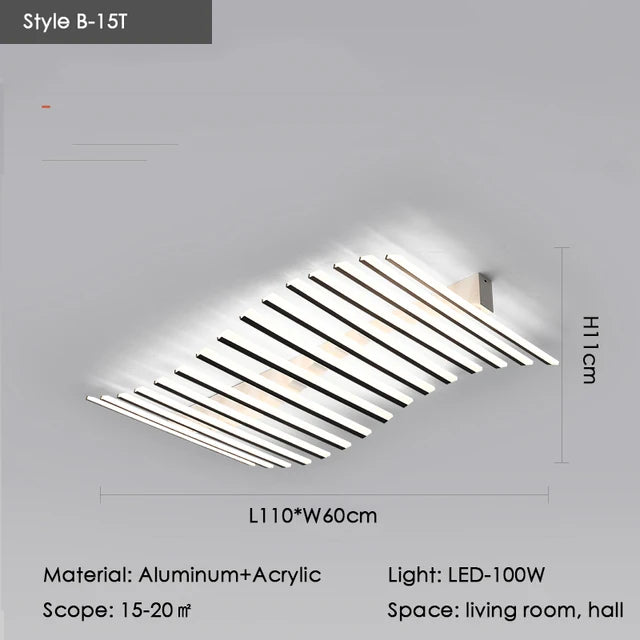Élodie Minimalist Black Line LED Ceiling Chandelier Adjustable