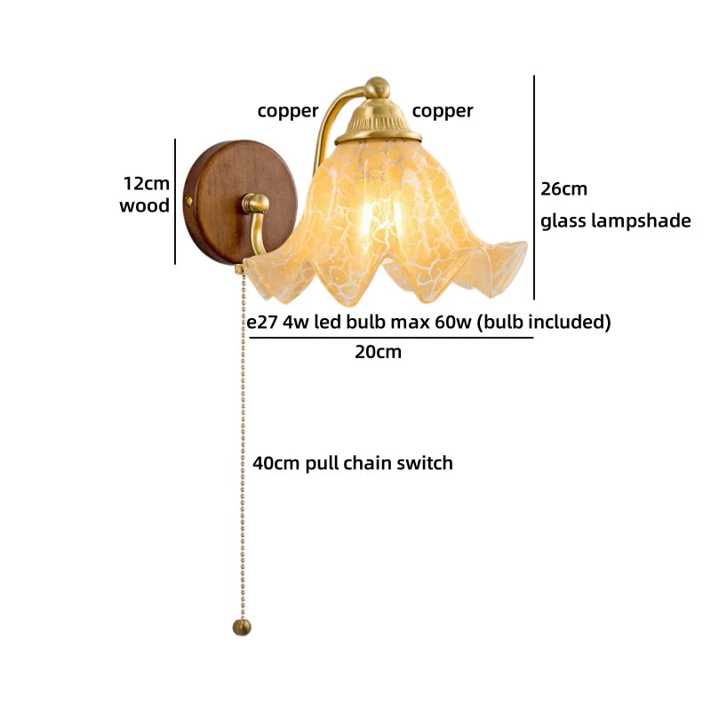 Sakura White Ceramic Walnut Wood LED Wall Lamp Japan Style