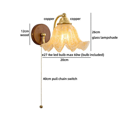 Sakura White Ceramic Walnut Wood LED Wall Lamp Japan Style