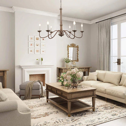 Amélie Rustic Solid Wood Chandelier for Dining & Living Rooms