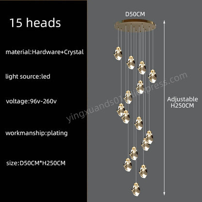 Lucienne Nordic Crystal Staircase Chandelier for Loft & Villa Interiors