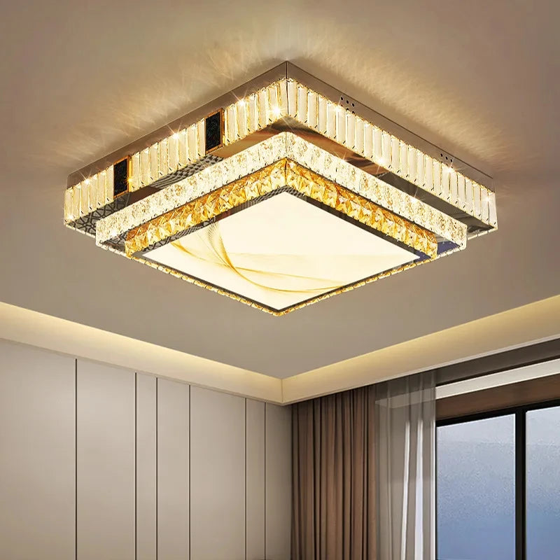Celestia Gold Crystal Flush Mount LED Ceiling Light