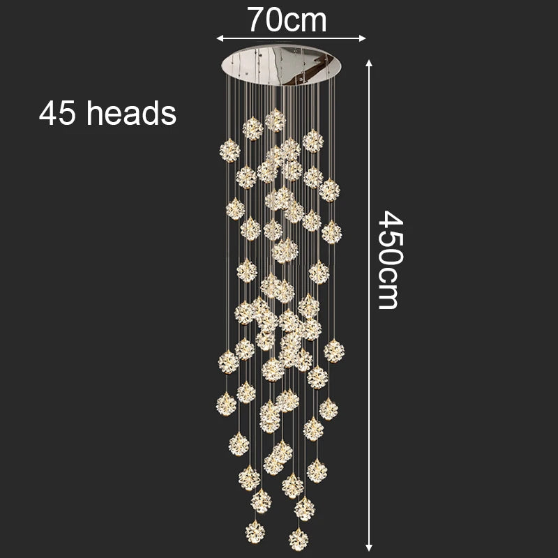Modern Crystal Stair Pendant Light for Living Room and Hall