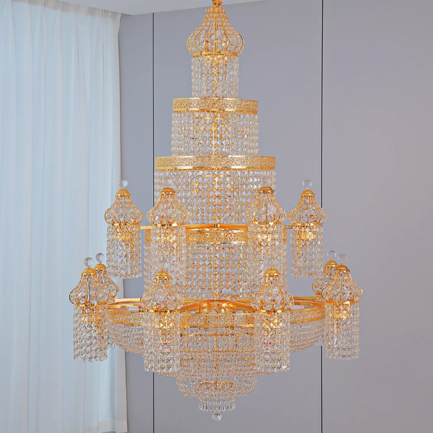 Isabelle Palace Crystal Chandelier Luxury Duplex Staircase Light