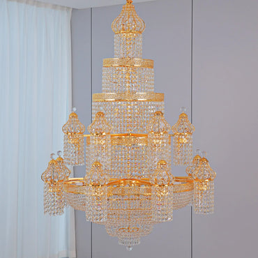Isabelle Palace Crystal Chandelier Luxury Duplex Staircase Light