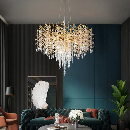 Isabelle K9 Crystal Tree Branch Chandelier Luxury Gold Ceiling Light