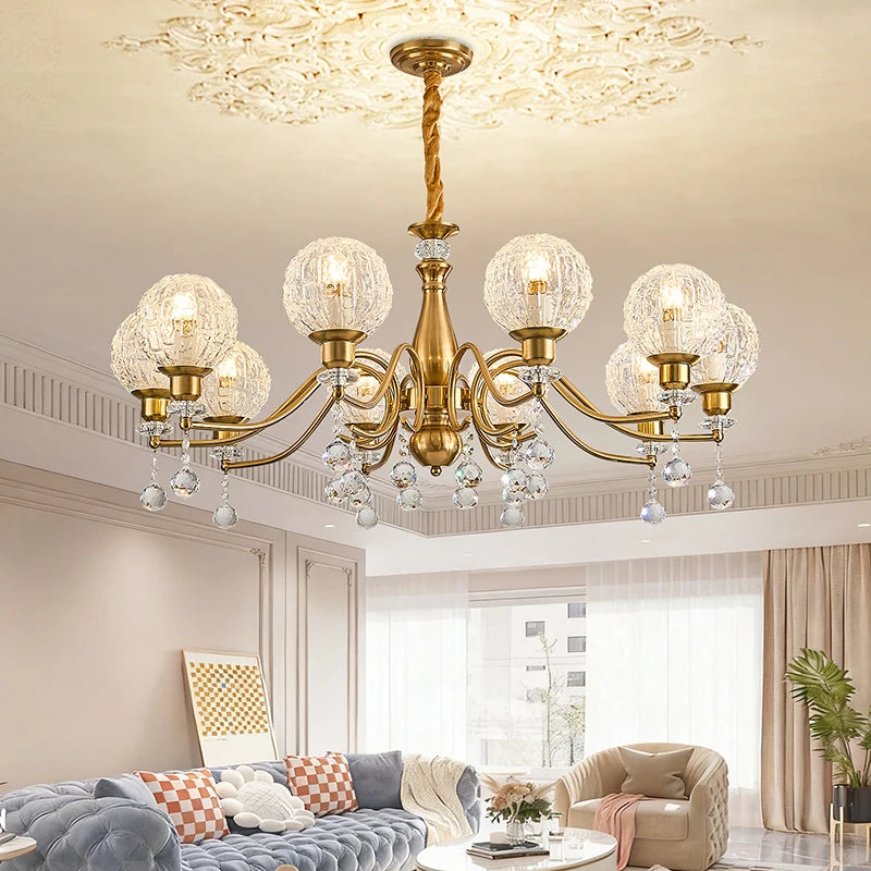 Élise French Crystal Minimalist Glass Flush Chandelier