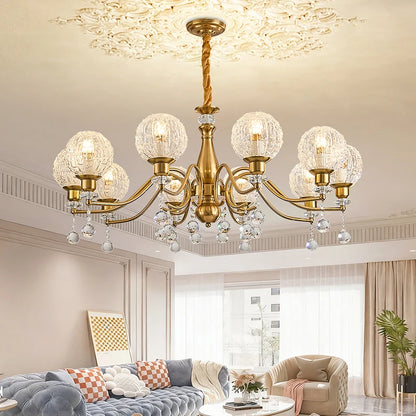 Élise French Crystal Minimalist Glass Flush Chandelier