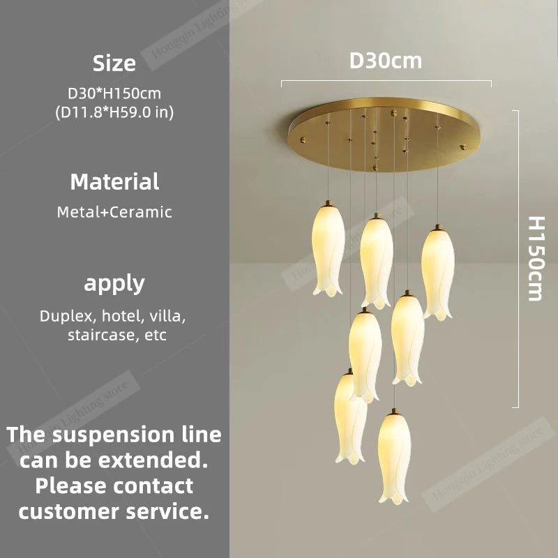 Amélie Minimalist Ceramic Staircase Pendant Light