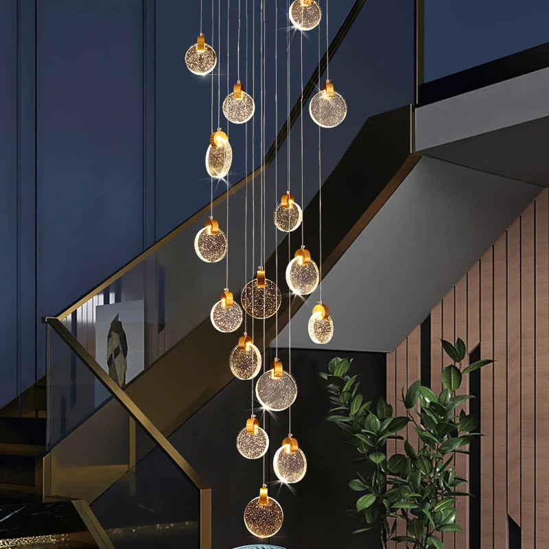 Clémence Luxury Crystal LED Staircase Chandelier Light