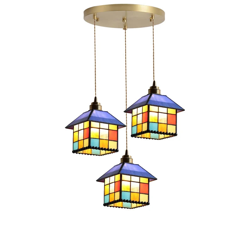 Camille Retro Colorful Glass Pendant Chandelier E27 Light
