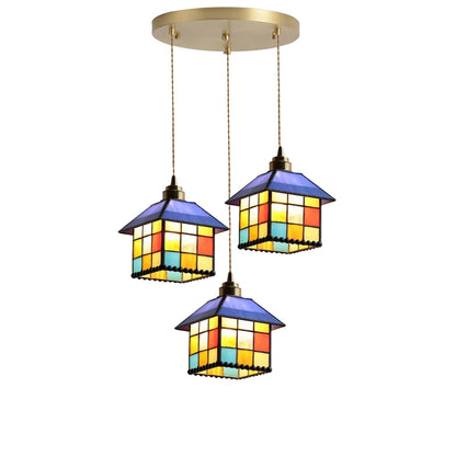 Camille Retro Colorful Glass Pendant Chandelier E27 Light