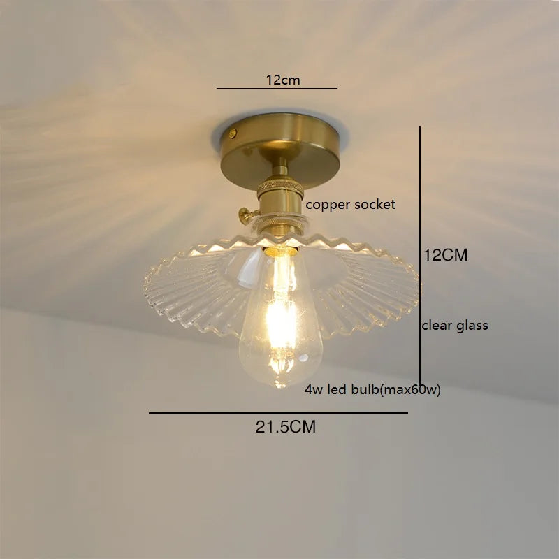 Éloise Amber Glass Copper Ceiling Light