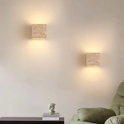 Élise Yellow Travertine LED Wall Lamp Japan Style Luxury