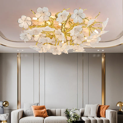 Aurélie Bloom Petal Chandelier Luxury Gold Ceiling Pendant Light